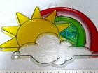 Vintage Stained Glass Acrylic Rainbow Sun Cloud Suncatcher Plastic Catcher 