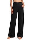 Wide Leg Yoga Pants For Women Black Medium With Pockets Stretch