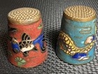 Cloisonn   Enamel Thimbles Collectible Mid-20th Century