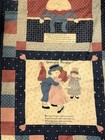 Vtg Nursery Rhyme Crib Quilt Baby Blanket Patchwork 32 41 Navy Pink Mother Goose
