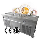 Kolice Commercial 22  Double Round Pans Fried Ice Cream Machine 10 Refrigerated