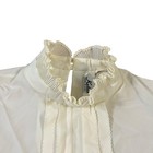 Vintage Victorian Women s L White Collared Blouse Top Ruffle