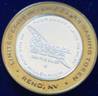 Gambling Token Silver  10 Silver Strike   Fitzgeralds   Las Vegas   Lucky Strike