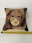 Venice Mask Amore Jacquard Woven Gobelin Tapestry Throw Pillow Made In Italy