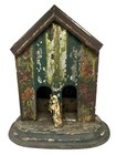 Antique 1870s Lovejoy   s Metallic Tin Weather House Barometer Rare