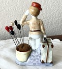 Vintage Lusterware Bellhop Sewing Pin Cushion W  8 Hat Pins Japan  read Below 