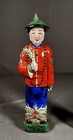 19th Century Chinese Qing Dynasty Polychrome Ceramic Court Figures Antique Pair