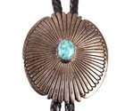 Vintage Navajo Sterling Turquoise Bolo Tie Y  Yazzie Signed Handmade Southwest