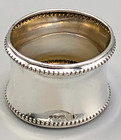 Beautiful 800 Fine Silver Beaded Border Napkin Ring 1 25  Wide