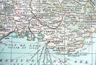 Southern France - Original 1902 Map By The Century Company  Antique