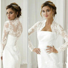 Wedding Bolero Long Sleeve Bridal Jackets Lace  White Ivory Wraps Bride Jacket