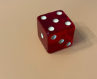 Vintage Bakelite Translucent Red White Dot Jumbo Dice  1  15 16  Excellent