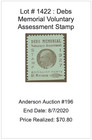 Scarce Eugene V  Debs  1 00 Socialist Party Fundraising Campaign Stamp