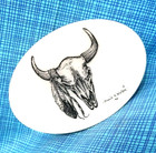 Bison Skull Belt Buckle Etched Art Nos Iob Vintage 90s Montana Marble   xtt464