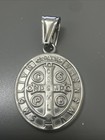 Saint Benedict Medal Silver Pendant 24    Chain Stainless Steel Jesus Christ Gift