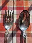 Sterling Silver Gorham Buttercup Pattern Serving Fork Spoon Set 1890s Vintage