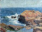 20thc Antique California Coastal Ocean Seascape Oil On Canvas Painting