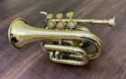 Royal Shinning Mouth Piece Antique Golden Finished Pocket Decorative Trumpet
