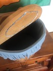 Xl Vintage Sewing Basket Hearts Picnic Floral Wooden Weave