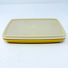Vintage Tupperware 816 Deli Keeper Container   827 Seal Harvest Gold Meat Cheese