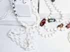 Vintage White Beaded Necklaces Lot  7    Bracelet  1   Unknown Materials