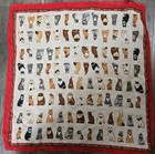 Vintage Dog Cat Breed Bandana Woof Meow Cloth Scarf Best Friend Animal Theme 