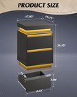 Black Nightstand With Charging Station And Led Lights Bedside Table With 2 Wood