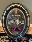 Vintage  michelob Amber Bock   Light Up Digital Clock Beer Sign 21x16   
