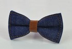 Boy Kids Navy Blue Denim Brown Faux Leather Bow Tie   Brown Leather Suspenders