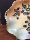 Vintage Antique German Berry Gilded Hand Painted Floral  Purple Bowl Dish 