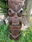 Hawaiian Style Tiki Totem Wooden Mask Hand Carved 39 x 8 in