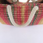 African Bolga Ghana Market Basket Woven Straw Tote W  Cloth Handles 19 X 12 X 10