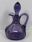 Antiquesmall  Purple Pressed Glass 6 Sided  Cruet With Stopper