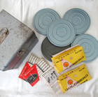 Vintage Lot   8 Mm Movie Reel Case With Metal Reel Cases   Plastic Reels   Film