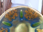 Vtg Mcm Edward Star For Original Enamel On Copper Bowl   Dish Gold Green 11 