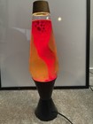 Original Vintage Lava Lite Lamp 1970s Red Lava   Gold Cap  Black Base Working 