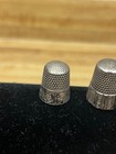 Pair Of Antique Sterling Thimble 8 Sewing Victorian Design Vintage
