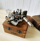 Nautical Brass Working Sextant  Antique Maritime Navigational With Wooden Box 