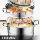 Stainless Steel Dumpling Steamer 5-titer Electric Grill Stove Dia-11 8 In  For C