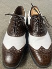Footjoy Icon Golf Shoes Brown Crocodile White Oxford Pattern Size 11w Nice 