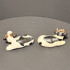 Hand Painted Ceramic Cow Figurines Set Of 2 Black White Farmhouse