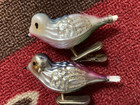 Two Vintage Mercury Glass Clip On  Birds    Tail Is Missing From Both