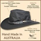    oztrala    Australian Hat Oilskin Canvas Jacaru Outback Leather Mens Black Cowboy