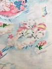 Vintage Novelty Nursery Baby In The Clouds Print Fabric Bthy - 18  X 42 