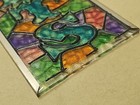 Vintage Stained Glass Panel  gents  10x4 Made In Japan