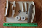 Ivory Pyralin Vintage Celluloid Bakelite Vanity Accessories Brush Tray Nail Tool