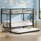 Bunk Bed Twin Over Twin  Metal Bunkbeds With Ladder And Full-length Guardrail