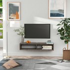 Wall Mounted Media Console Floating Storage For Living Room  Dark Grey