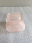 Vintage Pink Satin Glass Powder Box With Lid     2      3  Was Part Of Vanity Set