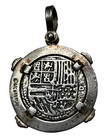 Atocha Shipwreck Ptosi 2 Reales Coin Sterling Silver Setting Emeralds Jewelry